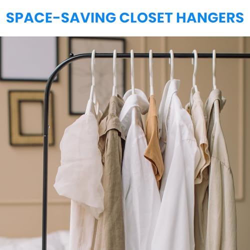 Simple Deluxe 50 Pack Plastic Hangers, Durable Clothes Hangers, Lightweight and Space-Saving Hangers for Shirts, Dresses, Coats, Pants, White