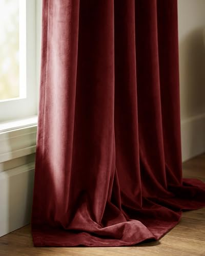 StangH Red Velvet Curtains 52x90 Inches, Set of 2 - Burgundy Red Christmas Decor