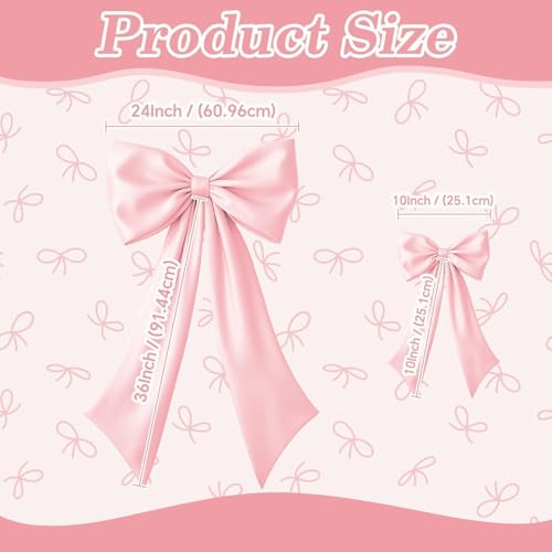Pink Bow Wall Decor 2-Pack - Large & Small Coquette Room & Party Backdrop