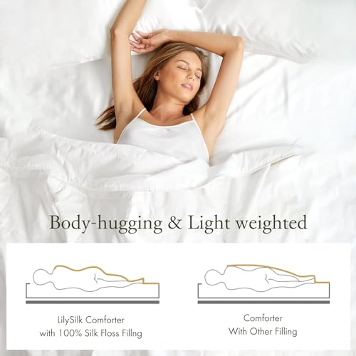 Queen Silk Duvet Comforter - 100% Long Strand Silk, Machine Washable, White