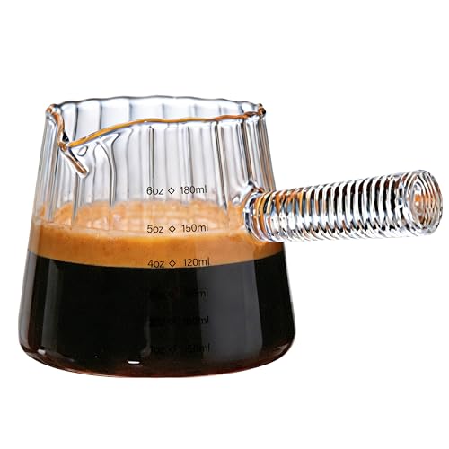 Amble 6oz Espresso Shot Cups with Handle - Durable Glass Coffee Measuring Cups
