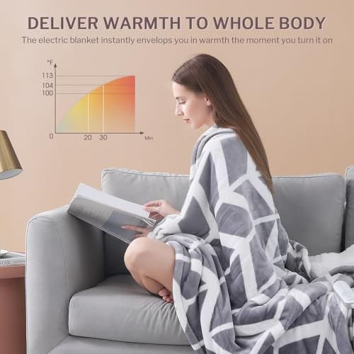 Heated Throw Blanket with 5 Heat Levels & Auto Shut Off - Grey