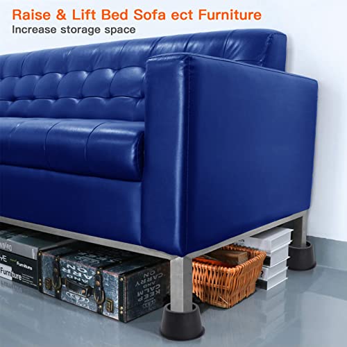 Heavy Duty Round Bed Risers - 4 Inch Non-Slip Furniture Lifts (4 Pack)