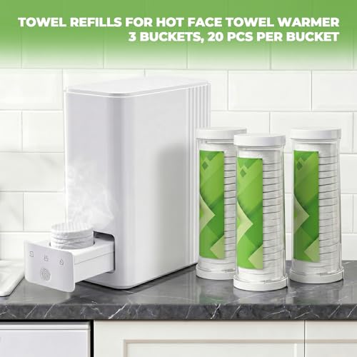 60 Pcs Compressed Face Towel Refills - 100% Viscose Disposable Facial Wipes