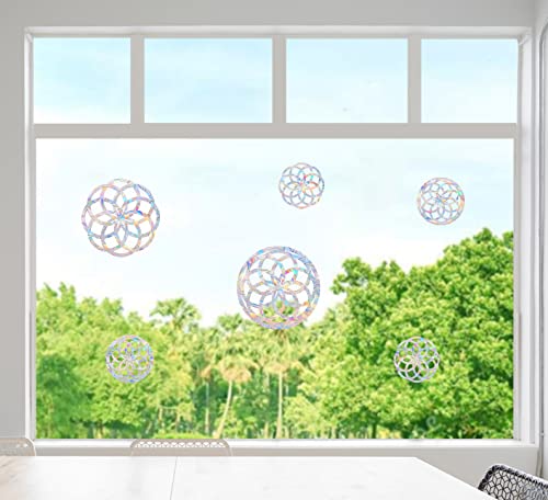 6 Pack Mandala Window Decals - Bird Strike Prevention Clings