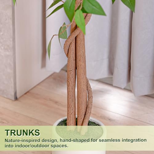 6FT Artificial Ficus Tree with White Planter - Realistic Faux Plant for Home Decor