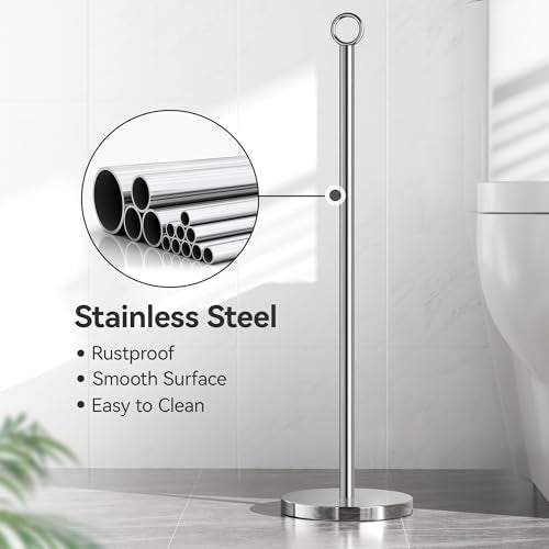 Freestanding Stainless Steel Toilet Paper Holder Stand for 4 Rolls