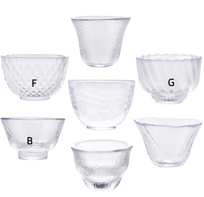 Rikyo Style G 6Pcs Japanese Sake Set Heat-Resistant Glass Cups 50ml