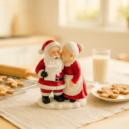 Mr. & Mrs. Santa Claus Resin Figurines Set - Hand-Painted Christmas Decor