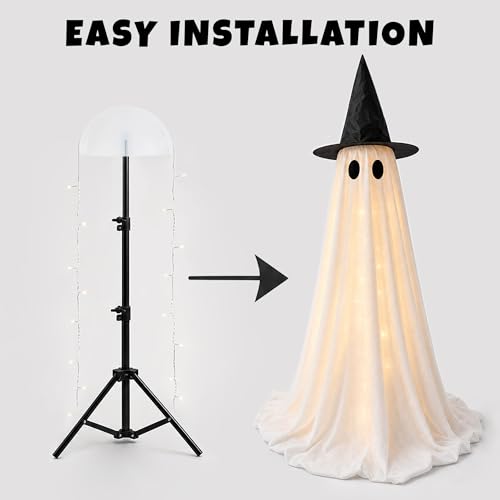 2-Pack Light Up Halloween Standing Ghost Decor with Tripod Lights