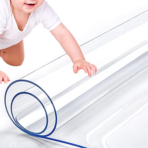 1.5mm Clear Vinyl Tablecloth Protector 24 x 48 Inch Waterproof Desk Mat
