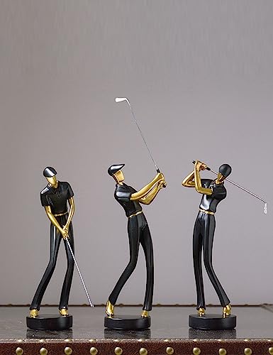 HAUCOZE Golfers Figurine – 9.4 Inch White Polyresin Desk Statue for Home & Office Decor