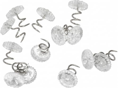 60 Pack Clear Upholstery Twist Pins - 0.5 Inch Non-Slip Bed Skirt Fasteners