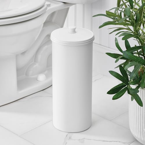 Freestanding Toilet Paper Storage Holder with Lid, Holds 3 Spare Rolls