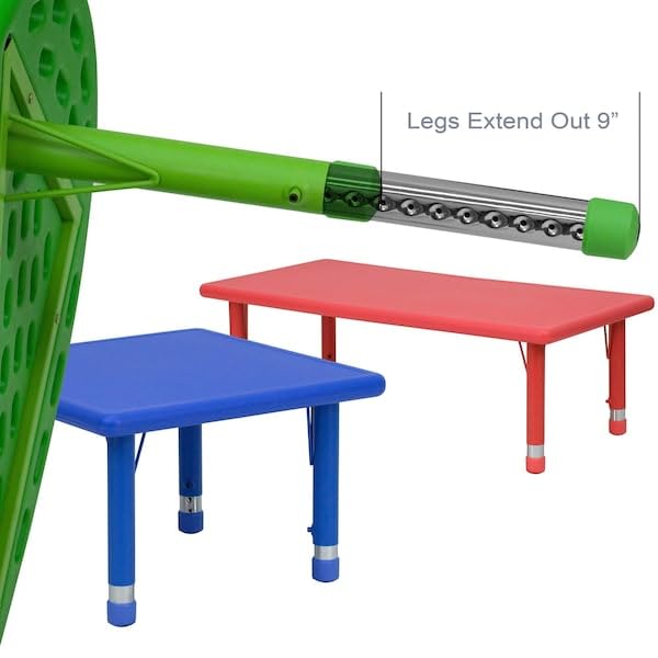 Adjustable Height Kids Activity Table, Half-Moon Blue Plastic Table