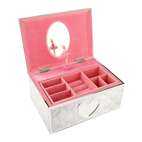 Musical Ballerina Jewelry Box with Mirror, Silverplate Keepsake Gift