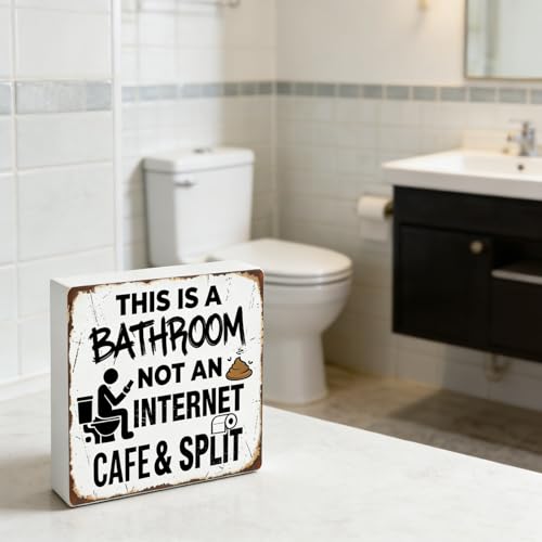 White Elephant Gift Bathroom Sign – Funny 4.9" Wood Box Wall Decor