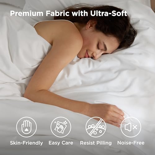 Queen Duvet Cover Set with Deep Pocket Fitted Sheet - 4-Piece White Bedding
