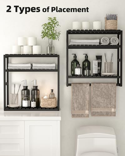 Galood 3-Tier Over the Toilet Storage Shelf - Wall Mounted Bamboo Organizer