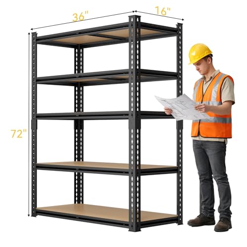 5-Tier Heavy Duty Garage Shelving 72-Inch Metal Storage Rack