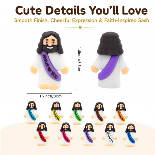 Mini Jesus Figurines 210 Pack - Tiny Silicone Figures for Easter Egg Stuffers