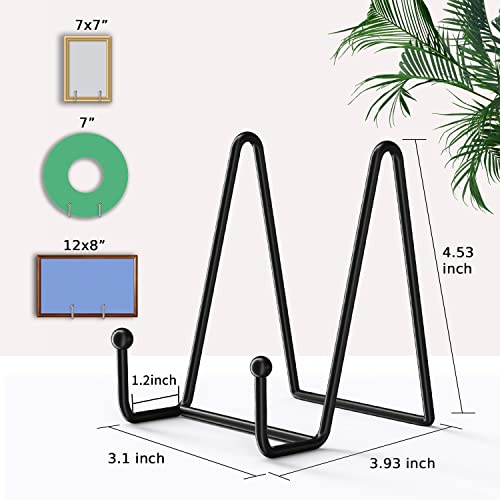 4.5-Inch Black Metal Display Stands for Plates, Photos, and Books (4-Pack)