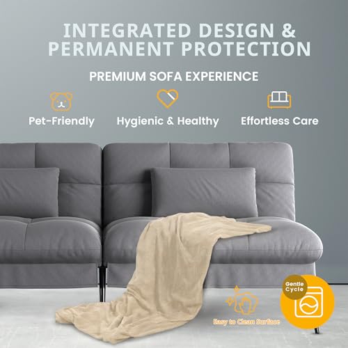 72-Inch Convertible Futon Sofa Bed, Adjustable Reclining Sleeper Loveseat