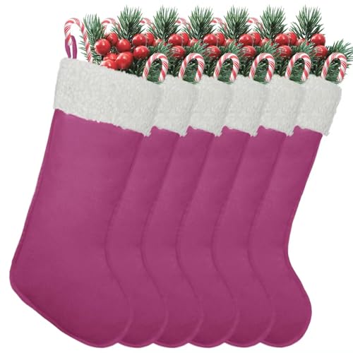 LinaGarten RosePink002 Large Christmas Stockings for Family Holiday Decor, 20 Inch Red Xmas Bulk Stockings