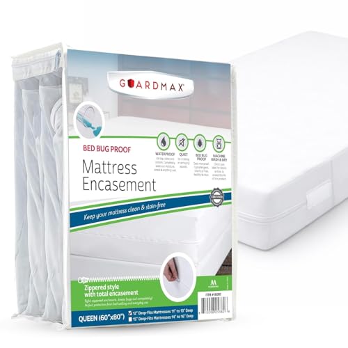 Guardmax Zippered Queen Mattress Protector - Waterproof Bed Bug Encasement