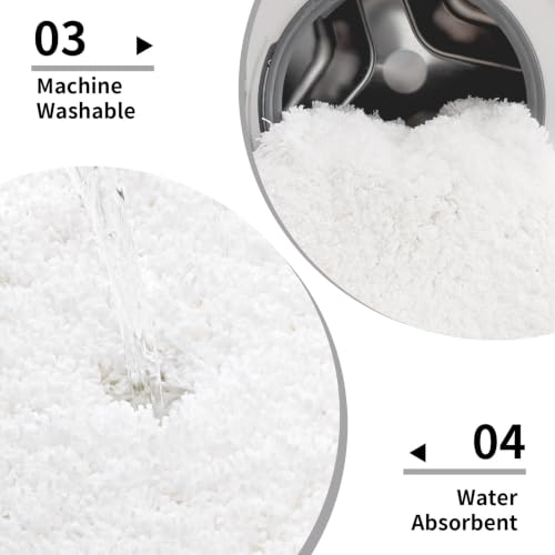 Disolla White Bathroom Rug 17x24 - Non-Slip Plush Bath Mat