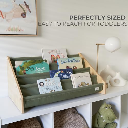 Wooden Kids Bookshelf - Montessori Nursery Book Storage for Playroom