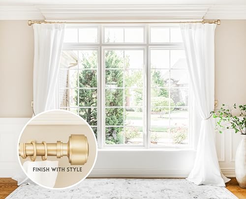Luxury Metal Curtain Rod Finials, Brushed Gold, Set of 2