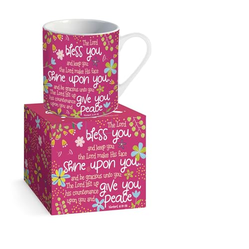 Pink Bless You Christian Coffee Mug 12 oz with Bible Verse & Gift Box