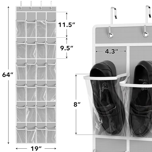 Simple Houseware 24 Pocket Clear Over the Door Shoe Organizer Gray