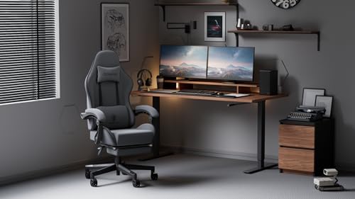 Ergonomic Fabric Gaming Chair with Pocket Spring Cushion and Footrest