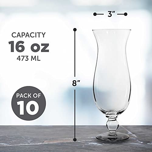 Clear 16 oz Hurricane Glass Set of 12 - Branded Drinkware for Cocktails - Blank Variation