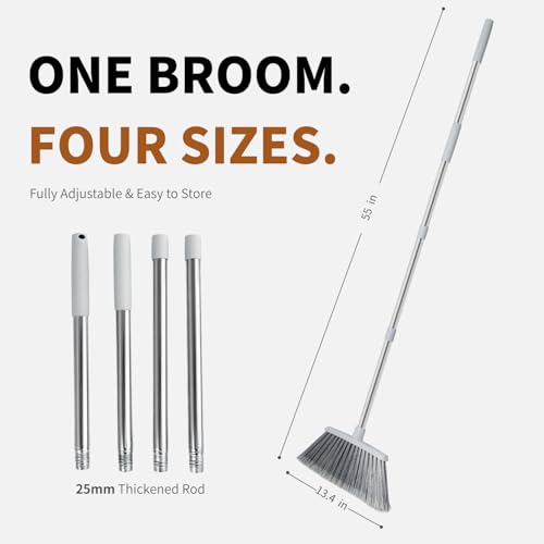 Heavy-Duty Indoor Outdoor Angle Broom with 55" Adjustable Handle