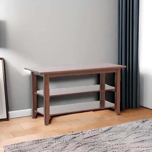 Wooden Shoe Storage Bench - 31.5-Inch Rubber Wood Entryway Bench