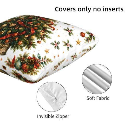 Christmas Trees Throw Pillow Covers 18x18 Inch Set of 2 - Holiday Decor