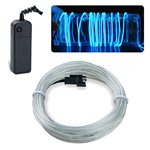 15ft Ice Blue Neon EL Wire with Battery Pack for Costumes and Parties