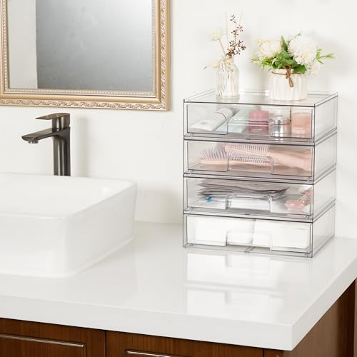Vtopmart Clear Stackable Storage Drawers - Wide 2 Pack Home Organizer