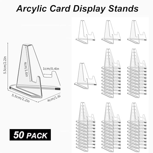 50-Pack Acrylic Card Display Stands for Sports Graded Trading Cards