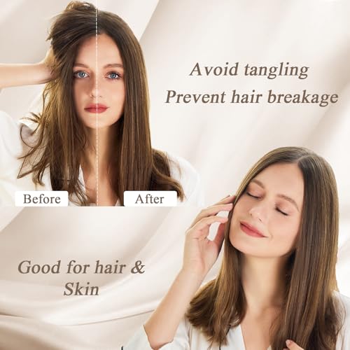 Vielit Queen Satin Pillowcase Set for Hair & Skin, 2 Pack with Scrunchies