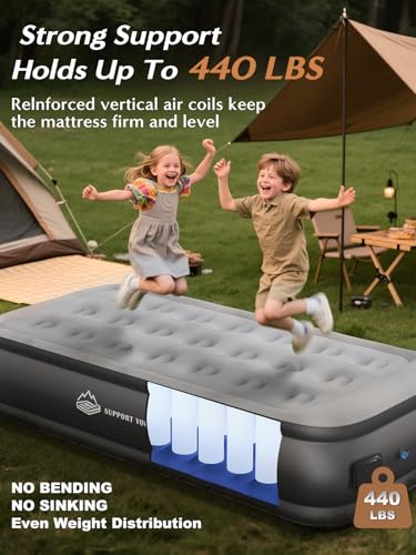 Twin Air Mattress with Built-in Pump and Integrated Pillow