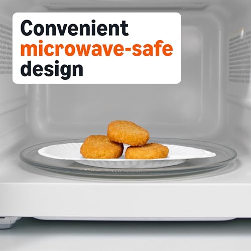 Uncoated White Paper Plates, Microwave Safe, 100 Count