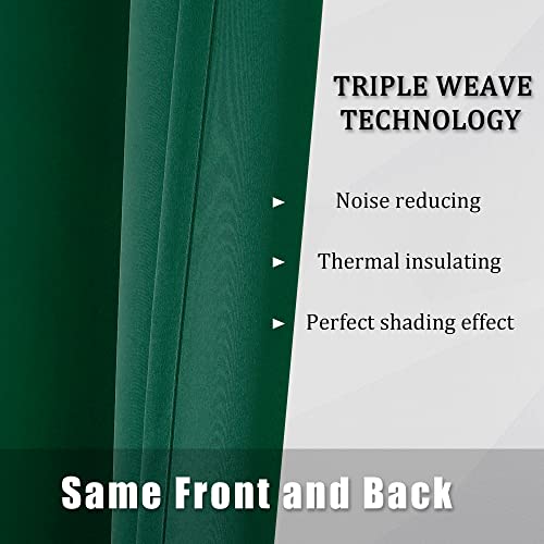 DUALIFE Dark Green Blackout Curtains 38x45 Inch Pack of 2 Room Darkening Thermal Insulated Window Panels