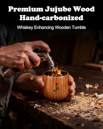 Hand-Carved Wooden Whiskey Tumbler - 10oz Bourbon & Scotch Drinking Cup