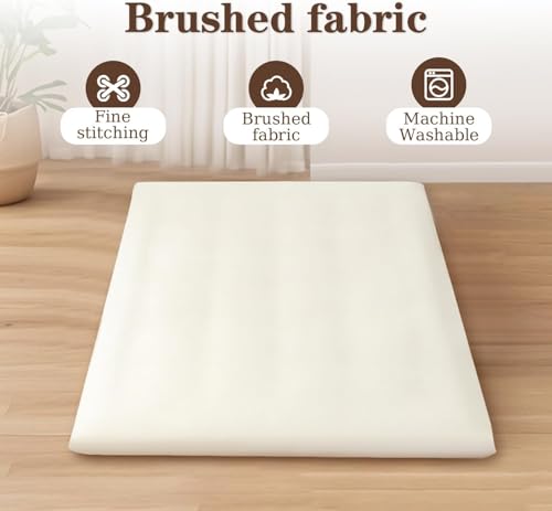 Japanese Floor Futon Mattress Cover - Washable Tatami Mat, 84" L x 43" W, Beige