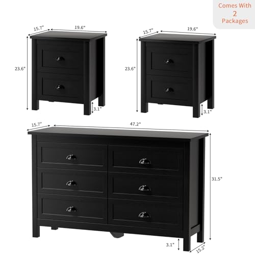 3-Piece Modern Bedroom Dresser and Nightstand Set, 10-Drawer Storage
