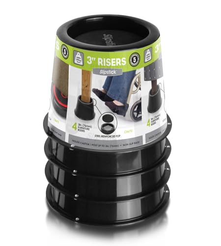 Heavy Duty 3 Inch Bed Risers & Furniture Lifts - Steel Reinforced, 4 Pack